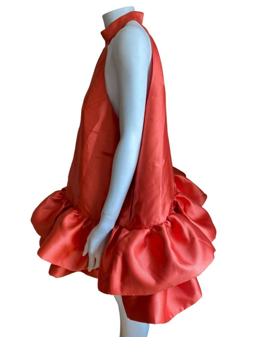 The Kemist Orange Sleeveless Halter Ruffled Mini Short Dress Size 18 Orig $250! - Picture 4 of 9